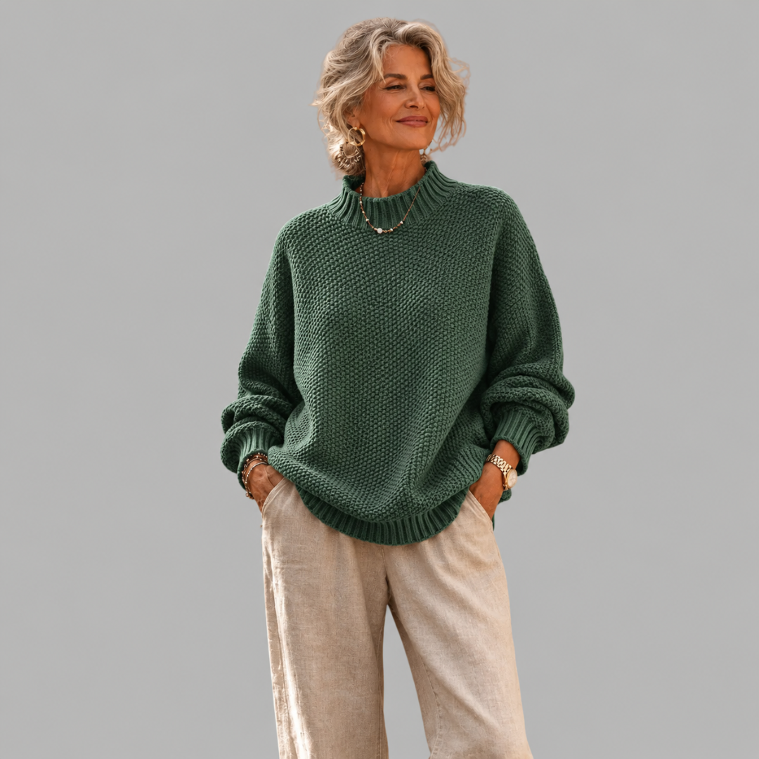 Clara | Relaxed Mock-Neck Knit Sweater