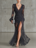 Quintina | V-Neck Slit Maxi Dress