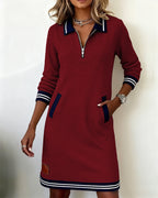 Dorellias | Casual Long Sleeve Dress with Zip Closure