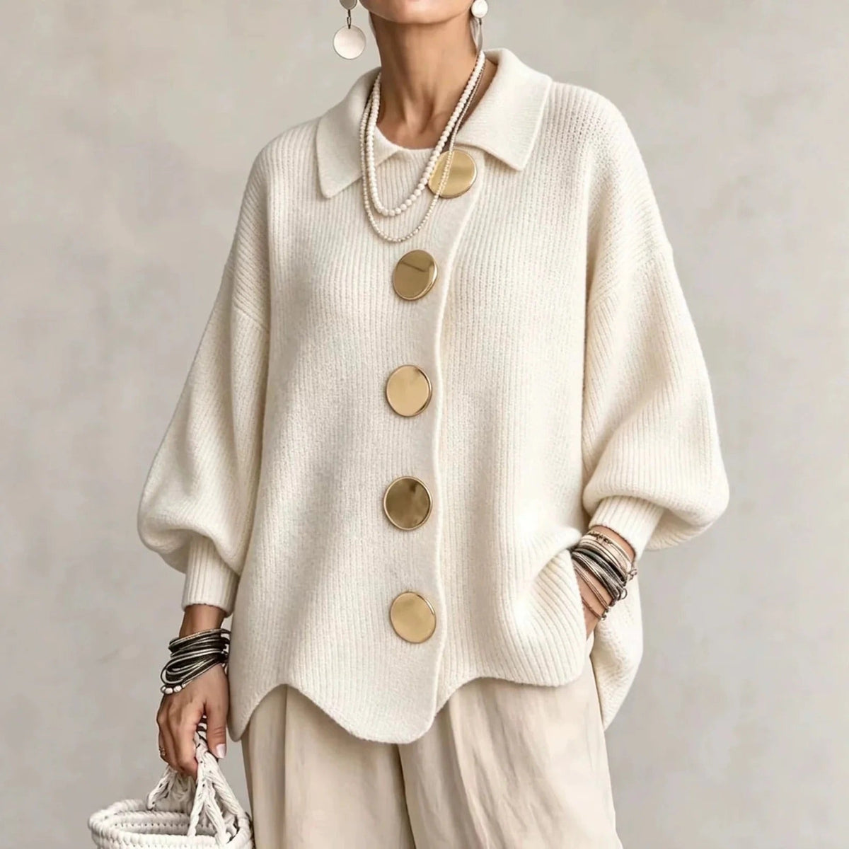 Eleanor | Gold-Button Cardigan