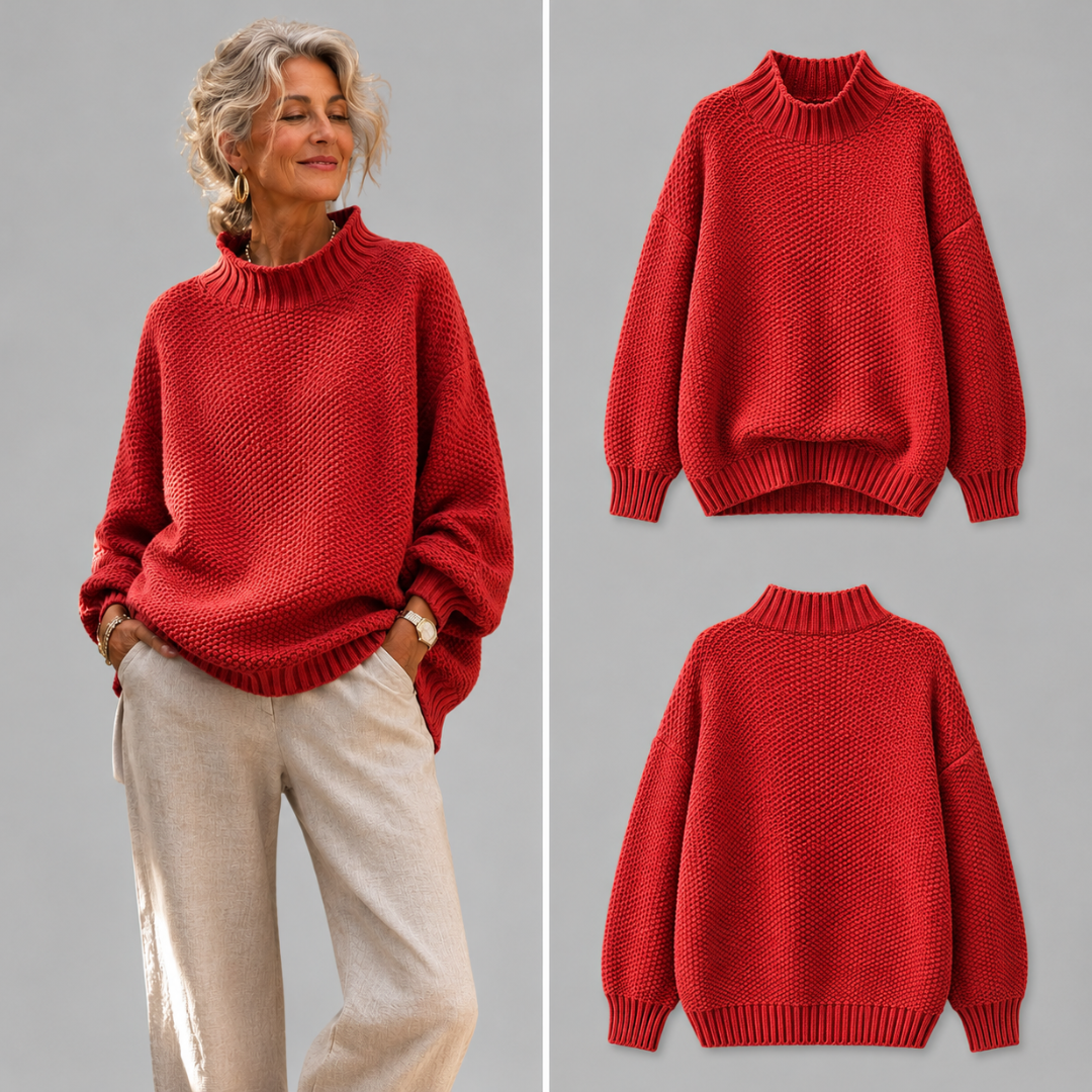 Clara | Relaxed Mock-Neck Knit Sweater