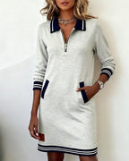 Dorellias | Casual Long Sleeve Dress with Zip Closure