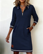 Dorellias | Casual Long Sleeve Dress with Zip Closure
