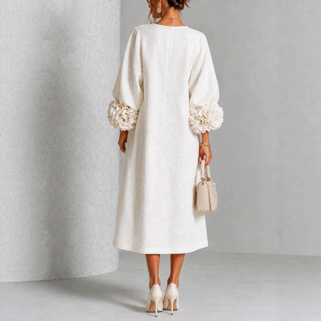 Iselle | Rosette-Cuff Midi Dress