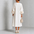 Iselle | Rosette-Cuff Midi Dress