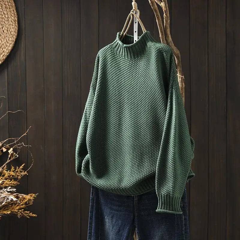 Clara | Relaxed Mock-Neck Knit Sweater
