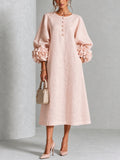 Iselle | Rosette-Cuff Midi Dress