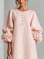 Elodie | Rosette-Cuff Midi Dress