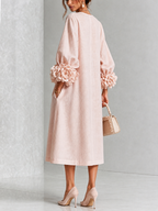 Elodie | Rosette-Cuff Midi Dress