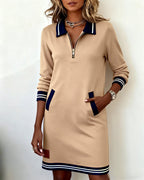 Dorellias | Casual Long Sleeve Dress with Zip Closure